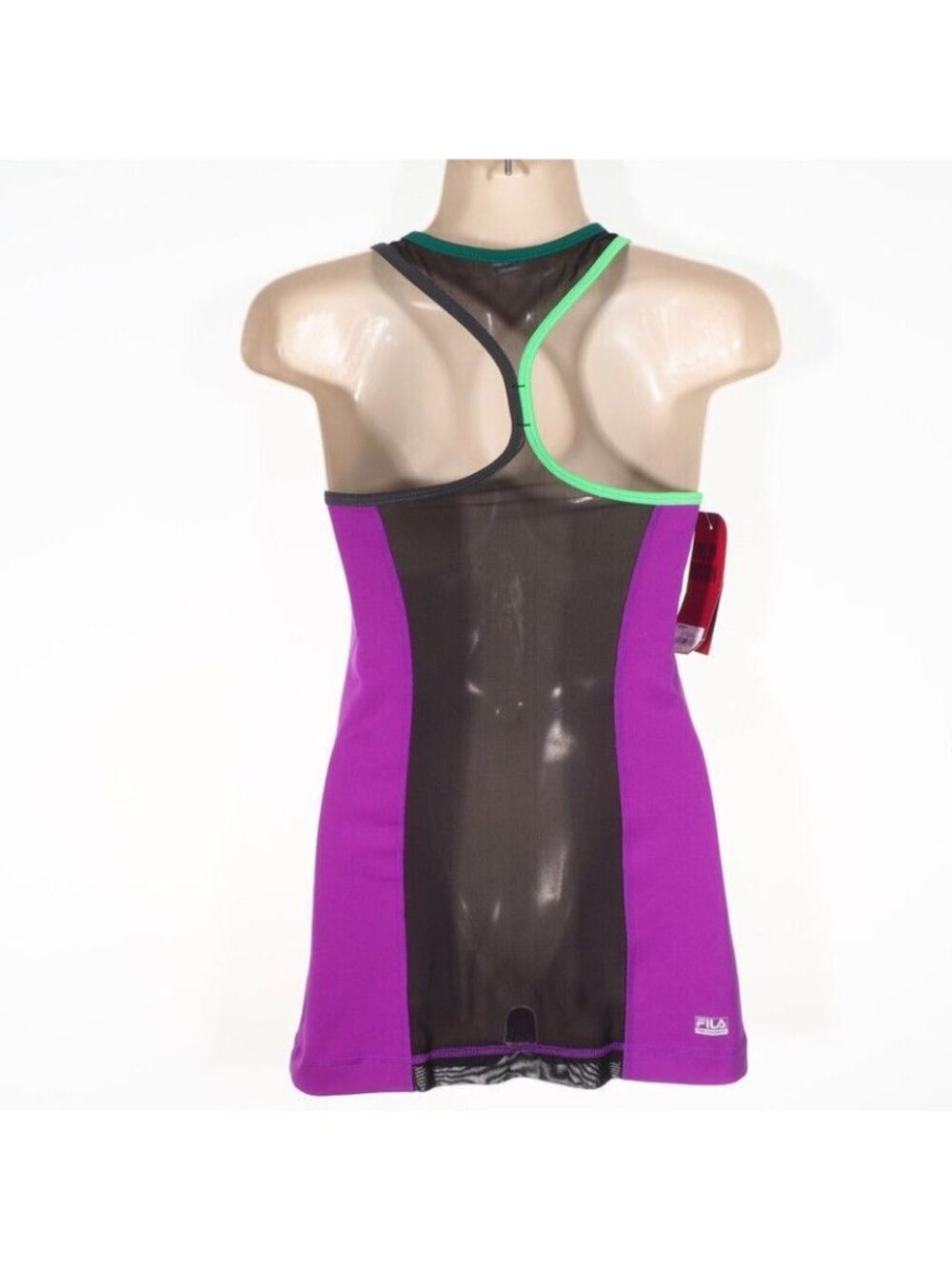 Fila Racerback Womens Size XS Tank Top Mesh Back Purple/Green/Black - Picture 3 of 6